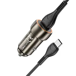 Адаптер автомобільний HOCO Type-C Cable Blue shield single port car charger Z46 коричневий - мініатюра 6
