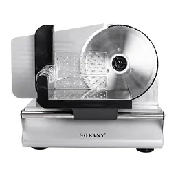 Слайсер електричний Sokany SK-446 500 Вт професійна скибкорізка для м'яса та продуктів Сріблястий