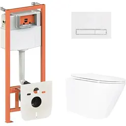 Набір Q-tap Nest 4 в 1 підвісний унітаз Swan Ultra Quiet 520x360x320 + комплект інсталяції QT16335180W48182