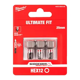 Біта SHOCKWAVE MILWAUKEE, Hex12, 25мм, (3шт) - мініатюра 2