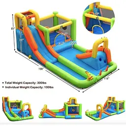 Надувний водний дитячий центр Costway Park Bounce House з гіркою (без вентилятора) - мініатюра 4