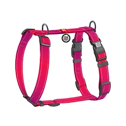 Шлея для собак WAUDOG Nylon Mono H-подібна з QR паспортом, світловідбивна, S рожева (54567)