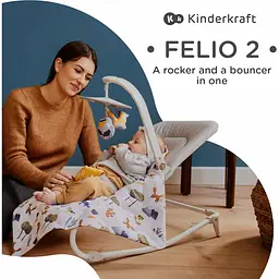 Шезлонг-гойдалка Kinderkraft Felio 2 Peony Rose сірий з рожевим KBFELI20PNK0000 (00-00305172) - мініатюра 10