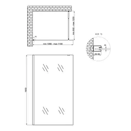 Душова перегородка Qtap Walk-In Standard CRM2011.C8 110x190 см, скло Clear 8 мм, покриття CalcLess, універсальна, прозорий - мініатюра 2