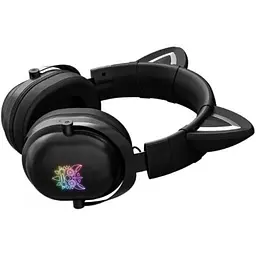 Бездротові навушники Onikuma B100 Bluetooth Gaming LED з кото вушками чорні - мініатюра 5