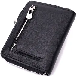 Шкіряний гаманець для жінок на блискавці з тисненим логотипом ST Leather 19489 чорний - мініатюра 5