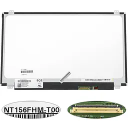 Матриця 15.6 NT156FHM-T00 touch 1920х1080, 40pineDP, LED, SLIM вертикальні вушки, глянець, роз'єм праворуч знизу для ноутбука