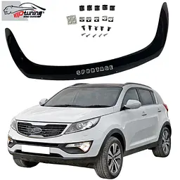 Дефлектор капоту мухобійка для Kia Sportage 2010-2015 Євро Кріплення (Vip Tuning) KA20