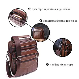 Стильна чоловіча сумка з натуральної шкіри 21275 Vintage коричнева - мініатюра 8
