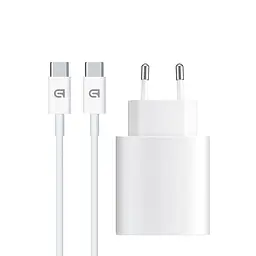 Зарядний пристрій для смартфона та планшета, AMHJ83 20W White USB-C Power Adapter з кабелем USB-C to USB-C в комплекті, підтримка Power Delivery та Quick Charge 3.0, швидка зарядка для смартфонів та планшетів, ArmorStandart (ARM77725)