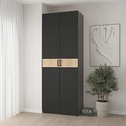 Шафа для одягу з двома штангами С-7.4 Антрацит/Чорний Idea