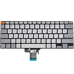 Клавіатура для ноутбука ASUS (X3400 X7400 series) rus сріблястий без кадру підсвічування клавіш (Червоний Esc)