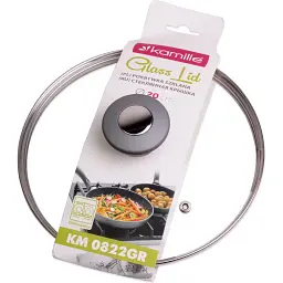Кришка Kamille скляна з металевим обідком 20 см (KM-0822GR) - мініатюра 2