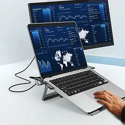 Підставка для ноутбуку + HUB WIWU 8 in 1 A821CH Grey - мініатюра 3