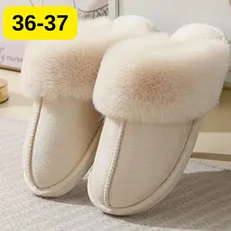 Жіночі домашні капці з хутром Slippers теплі м’які закриті тапочки для дому 36-37 білого кольору KT8003801 - мініатюра 2