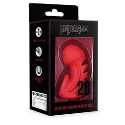 Пояс вірності для чоловіків ManCage Model 28 Chastity Cage, 9.5 см (червоний) - мініатюра 10