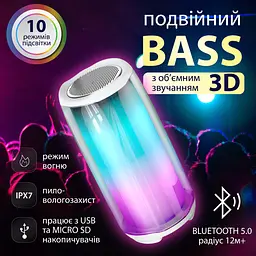 Портативна колонка Pulse 5 BT/TF/FM/AUX/USB з підсвіткою 8 Вт, білий Smart X PULSE5W - мініатюра 16