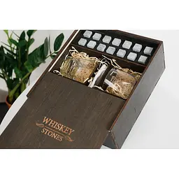 Подарунковий набір Whiskey Stones камені для віскі в дерев'яному пеналі №4 + 4 склянки Pasabahce Baltic + щипці + мішечок - мініатюра 4