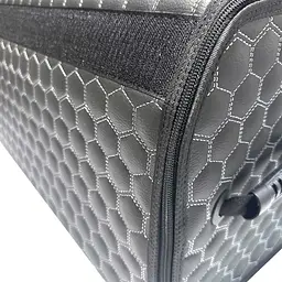 Органайзер саквояж у багажник Premium Сота 500х340х250 мм (Основа Пластик) Еко-шкіра Чорний-Сіра нитка - мініатюра 2