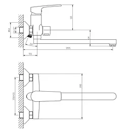 Змішувач для ванни Haiba Troya 006 Euro HB9660, Хром - мініатюра 3