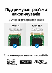 Адаптер SSD UGREEN CM465 M.2 NVMe M-Key у слот PCIe x4/x8/x16 PCIe 4.0 x4 теоретично до 64 Гбіт/с формати 2230/2242/2260/2280 також NVMe B&M та M.2 PCIe AHCI M.2 SATA не підтримується металевий радіатор і термопрокладки в комплекті зворотна сумісність із PCIe 3.0 Windows/Linux індикатор живлення й активності SSD захист від короткого замикання надструму перенапруги та електромагнітних завад чорний із золотистими контактами (30715) - мініатюра 6