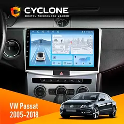 Штатна магнітола VW Passat (B6, B7) 2005-2014, CC 2012-2018 Cyclone C10-012 4x64 DSP 4G Cyclone (НФ-00001632)
