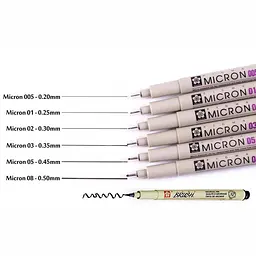 Набір лінерів Pigma Micron 6 шт + Pigma BRUSH в подарунок Sakura - мініатюра 2