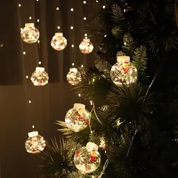 Світлодіодна гірлянда штора роса з кульками з наповненням Xmas 8 режимів 200 LED 3x0,7м Теплий білий - мініатюра 3