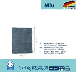 Килимок для ванної Kela Miu 65х55х1 см димчасто-синій (24728) - мініатюра 2
