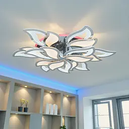 Витончена стельова LED-люстра-квітка Diasha 9033/6+3HR, гальваніка, 225W, підсвітка, димер, пульт - мініатюра 2