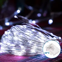 Батарейна гірлянда мідний дріт холодне світло 10 м 100LED IP44