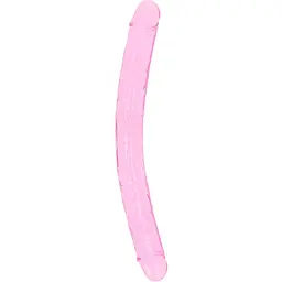 Двосторонній фалоімітатор RealRock Crystal Clear Double Dildo 18'' 45 см рожевий