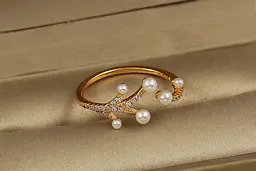 Кільце Xuping Jewelry війки з перлинками р 16 розсувне золотисте - мініатюра 2