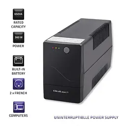 Джерело безперебійного живлення з симульованою синусоїдою Qoltec QLT650 360W 650VA, AVR, 2xSchuko, 1x12V 7Ah - мініатюра 3
