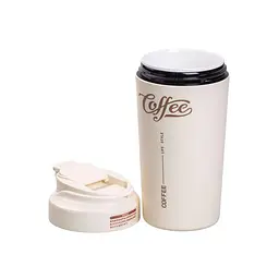 Термочашка Coffee 480 мл з керамічною колбою, бежевий Yiwu HP-14-14BE - мініатюра 4