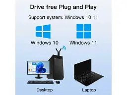 Мережевий адаптер Wi-Fi 6E USB FENVI FU-AXE5400 двохдіапазонний бездротовий MU-MIMO USB 3.0 Black (19122) - мініатюра 5