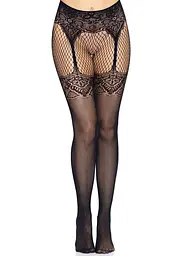 Колготки Leg Avenue Fishnet tights with back seam One size Black, задній шов, мереживо, сітка - мініатюра 1