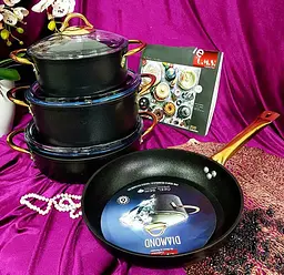 Набір каструль O.M.S. Collection 3019 Diamond Special Edition Black 7 предметів Чорний - мініатюра 3