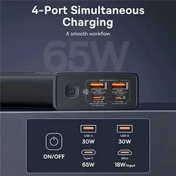 Портативний ЗП Power Bank Baseus Star-Lord Digital Display 65W 20000 mAh (P10022906113-00) Cluster Black - мініатюра 6