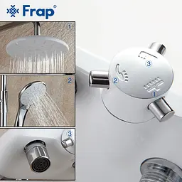 Душова система Frap F2431, поворотний вилив, лійка, білий/хром - мініатюра 4