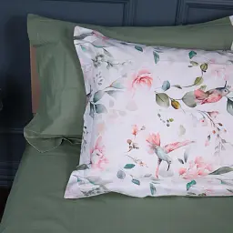 Простирадло на гумці MirSon Поплін 00-9 Birds and Flowers 70х140 см зелене (2200009709555) - мініатюра 7
