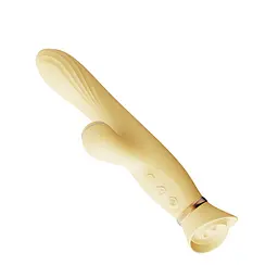 Вібратор-кролик Zalo Rose Rabbit Thruster 25 см (жовтий) - мініатюра 4
