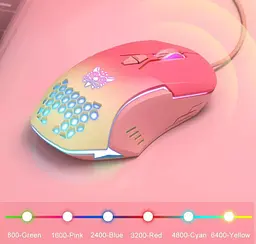 Комп'ютерна мишка Onikuma C15 з RGB підсвіткою та 800-6400 DPI дротова для ПК і ноутбука Рожева - мініатюра 7