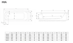 Ванна акрилова Radaway Mia 140x70 + ніжки WA1-50-140x070U - мініатюра 3