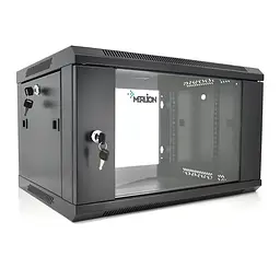 Шафа телекомунікаційна Merlion 6U, 600*450*367 (Ш*Г*В) сталь 1.2мм, загартоване скло, із замком, чорна, в розібраному вигляді (73-00420) - мініатюра 1