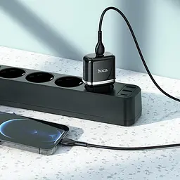 Адаптер Мережевий HOCO Victorious single port charger N24 Type-C порт 20W чорний - мініатюра 6
