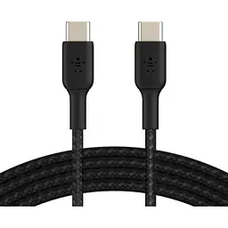 Кабель Belkin USB-C > USB-C заряджання/синхронізації 1м, 60Вт, Type-C, плетений, чорний teh0013650