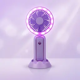 Ручний вентилятор Mini Portable Fan 3 Вт із підсвіткою і підставкою для телефона, фіолетовий, акумуляторний вентилятор - мініатюра 2