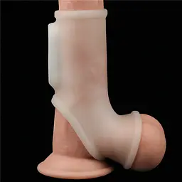 Насадка на член - Vibrating Silk Knights Ring With Scrotum Sleeve White - мініатюра 6