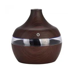 Ультразвуковий зволожувач повітря mini Humidifier коричневий з LED підсвіткою 7 режимів